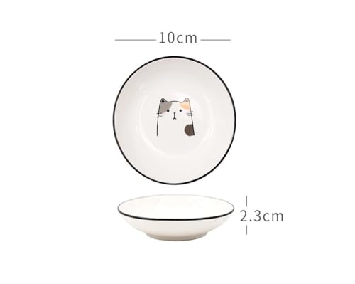 Bol à sauce en céramique motif chat multicolore 2,3x10cm pour apéritif