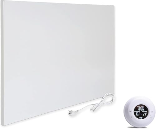 VIESTA Calentador de pared infrarrojo con termostato [Mando + Control WIFI] - Radiador de pared infrarrojo - Panel infrarrojo de cristal de carbono - Modelo TH20 Funk - 500 Watt)