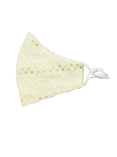 Image of Juniper Yellow Cotton Dobby Printed A-Line Kurta with Mask