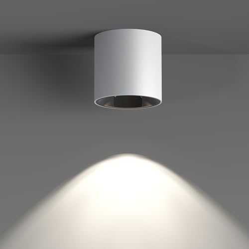 Image of JAYMP Modern LED Ceiling Light 4000K Dimmable 24W COB White Surface Mount Cylinder Accent Down Light for Living Room Hallway Laundry Room