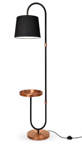 Image of Deco Crush Modern Floor Lamp Standing Antique Brass Finish Gold for Home Decoration, 5ft Height with Black Lampshade (Pack of 1) (Rose Gold Black)