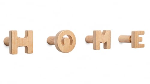 TRESCOLI 4 Ganchos de Pared HOME en Madera de Arce Macizo, Colgadores Independientes para Abrigos, Chaquetas y Bolsos, Perchero de Pared Decorativo para Entrada y Recibidor