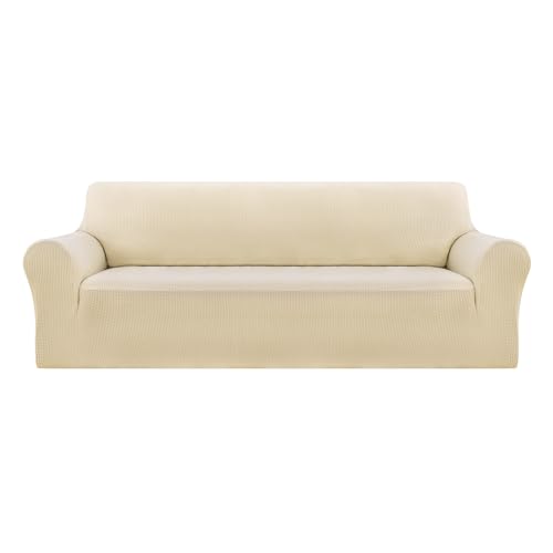 Deconovo Funda Navideñas Sofa 3 Plazas Protector de Muebles Elastica para Salon Beige 1 Pieza