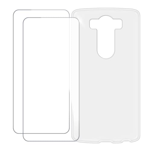 UOGNADGD Compatible with LG V10 Case Colorful Custom Cover with 2 Pack Tempered Glass Screen Protectors - Shockproof Scratch-Resistant (White)