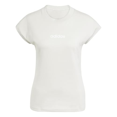 Adidas Mujer Essentials Linear Cotton T-Shirt, Wonder Alumina White, L Adidas Mujer Essentials Linear Cotton T-Shirt, Wonder Alumina White, L