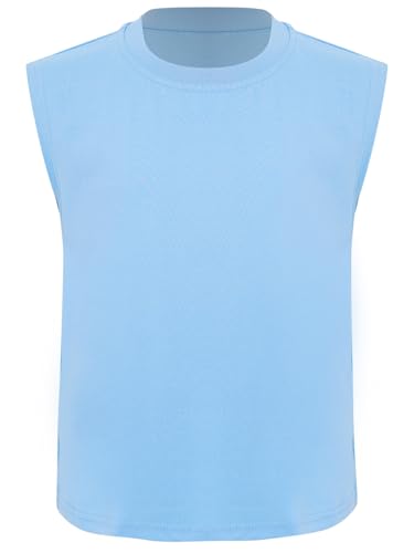 Kids Boys Cotton Soft Sleeveless Tank Tops Solid Moisture Wicking Crewneck Tank Tops Athletic Shirts