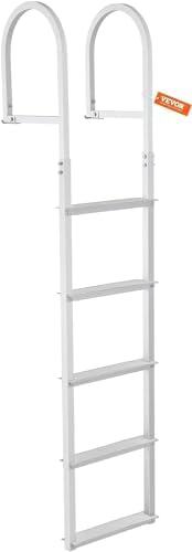 VEVOR Removable Dock Ladder 5 Steps, 500Lbs Load Capacity Pontoon Boat Ladder, Aluminum Swim Ladder with Nonslip Design for Lake, Marine Boarding, Pool