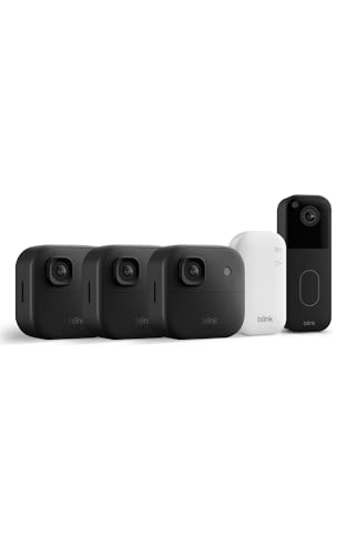 Cámara exterior 2K+ Blink + Videotimbre Blink adicional — cámara de seguridad inteligente inalámbrica, resolución de vídeo 2K, módulo de sincronización básico Incluido: sistema de 3 cámaras, Negro