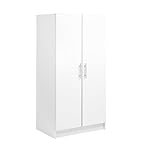 Prepac Armoir, Elite 32"W x 65"H x 24.5"D White Wardrobe Closet & Cabinet - Functional Clothes Storage with Hanging Rail, Armoire Wardrobe