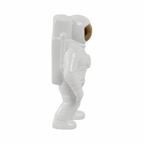 Figura decorativa astronauta de cerámica blanca 11 pulgadas miniatura 6