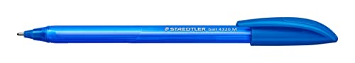 Image of Staedtler Triangular stick ballpoint pen, blue ink, line width M approx. 1.00 mm, for relaxed writing, 10 blue ballpoint pens in cardboard case, 4320 M-3