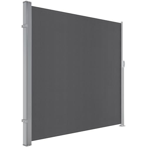Yaheetech 118 x 71in Side Awning Iron Patio Retractable Side Screen Awning Sun Shade Privacy Divider Screen w/ 220g/m Polyester Waterproof & UV-Resistant for Courtyard Balcony - Dark Gray