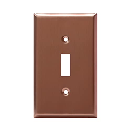Image of ENERLITES Toggle Light Switch Metal Wall Plate, Stainless Steel Switch Cover, Corrosion Resistant, Mid-Size 1-Gang 4.50 inch x 2.76 inch, Stainless Steel 201, 7711-BRG, Brushed Rose Gold