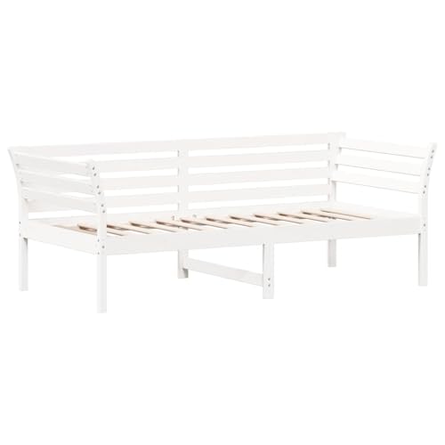 vidaXL Sofá Cama, Somier de Listones de Invitados, Estructura de Cama, Mueble para Salón Dormitorio, Madera Maciza de Pino Blanco 90x190 cm