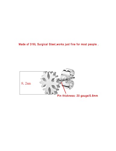 316L Surgical Steel Stud Earrings Snowflake Earrings For Women Christmas Earrings Festival Jewelry #TOP1
