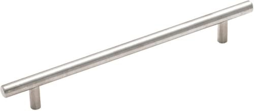 Image of Amerock 7-9 /16 inch Bar Pulls Stainless Steel Drawer Pull | 7-9 /16 inch (192mm) Center-to-Center Mounting Distance and 9-15 /16 inch Overall Length, Durable Stainless Steel Cabinet Hardware