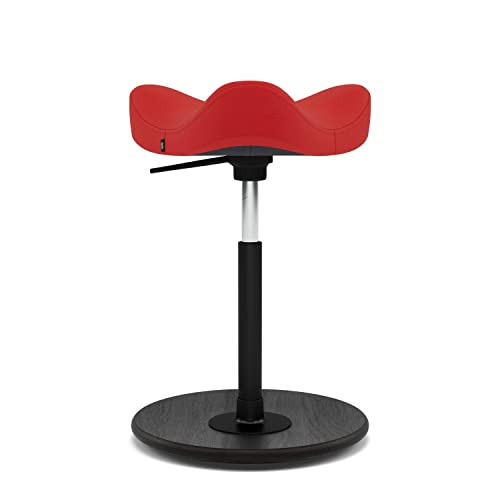 Image of Varier Move Tilting Saddle Stool, Height Adjustable Gaslift, Perfect for Any Height Adjustable Des, 10-Year Limited Warranty, Designed by Per Oye, Red /Black