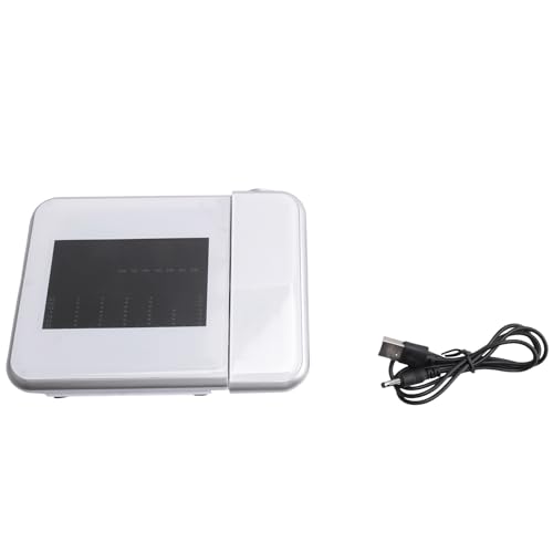 Cpolebev ProyeccióN Digital LED Reloj Despertador TermóMetro de Temperatura Hora de Escritorio Pantalla de Fecha Proyector Calendario Mesa Reloj LED C