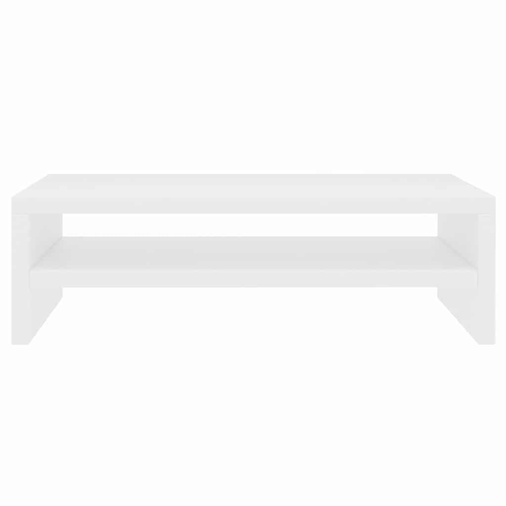 Supporto per monitor in legno bianco, 42 x 24 x 13 cm, con vano portaoggetti, mobile TV e mobile basso, alternativa per soggiorno, stabile supporto TV e credenza con spazio