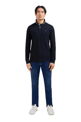 EDEN PARK Polo Homme en Coton Noir avec éléments contrastés-5XL