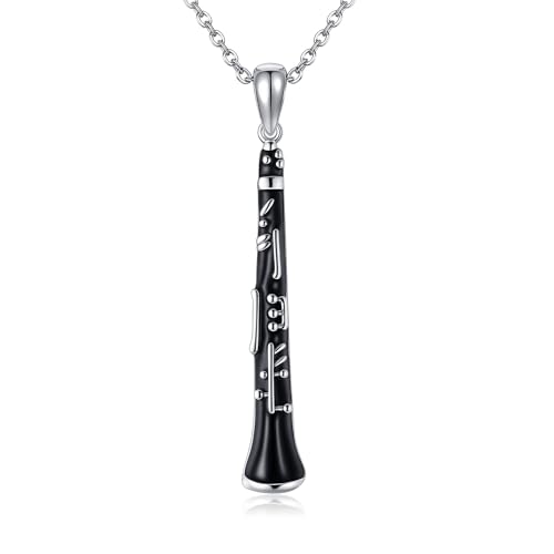 Clarinet Necklace Sterling Silver Musical Instruments Pendant Necklace Clarinet Jewelry Gifts for Performer