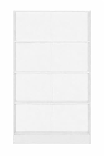 Image of DeckUp Muvo 4-Shelf Engineered Wood Book Shelf and Display Unit (White, Matte Finish)