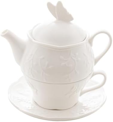 LYOR - Conjunto 3 Peças de Chá de Porcelana New Bone Butterfly Fl...