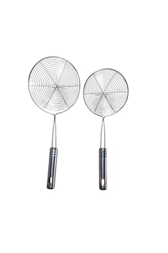 Metal saplı kevgir seti, 18-16 cm çap, 2'li, gri