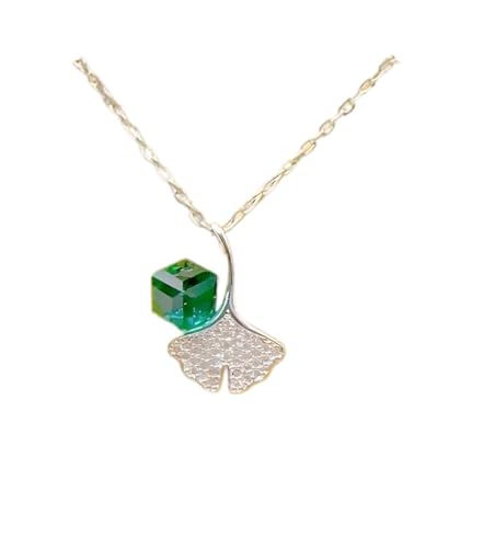 Collar de hojas verdes antialérgico de plata 925 cadena fina que no irrita la piel delicada