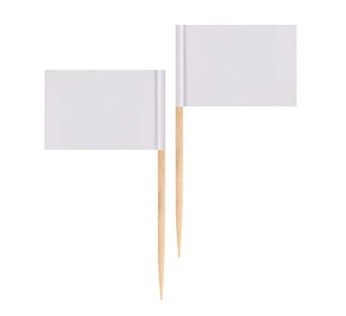 Javd 100 Pcs (White) Blank Toothpick Flags, Cheese Markers White Flags Small Mini Stick Cupcake Toppers Blank Toothpick Flags #TOP2