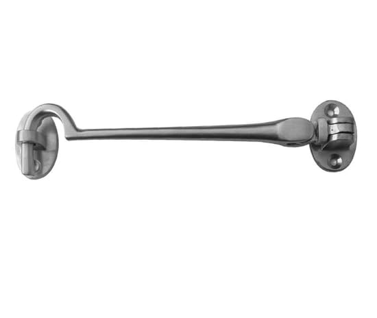 Kooples Hardware Brass Cabin Hooks – Solid Brass Door & Window Holder Hook with Eye Catch – Traditional Latch for Gates, Shutters & Internal Doors – Multiple Sizes Available (Satin Chrome, 300mm)