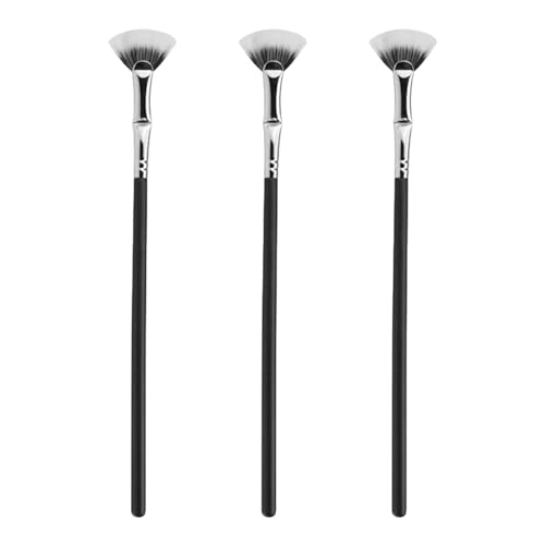 3 Stück Fächerbürste Wimpernbürste Fächer Wimpernbürste Verlängerte Wimpern Augenbrauenbürste Mascara Gewellter Pinsel Make Up Werkzeug für Obere und Untere Wimpern(COLOR:Schwarz)