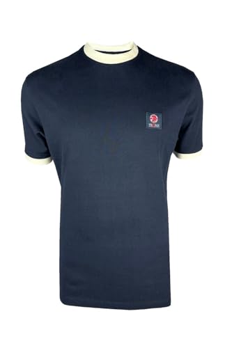 T-Shirt Navy Homme Trojan : Haut Bleu Marine avec Insigne Drapeau