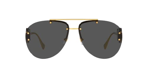 Versace Woman Sunglasses Gold Frame, Dark Grey Lenses, 63MM3