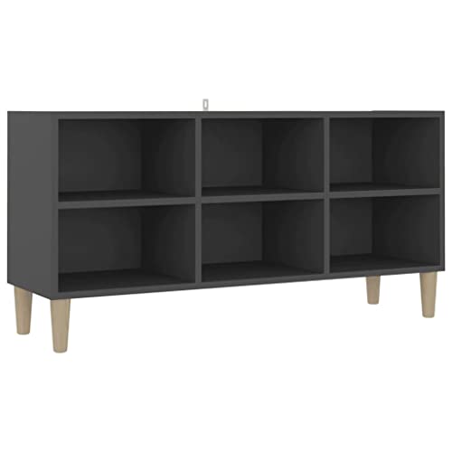 vidaXL Meuble TV avec Pieds en Bois Massif Armoire Basse Centre de Divertissement Meuble Stéréo Salon Salle de Séjour Intérieur Gris 103,5x30x50 cm