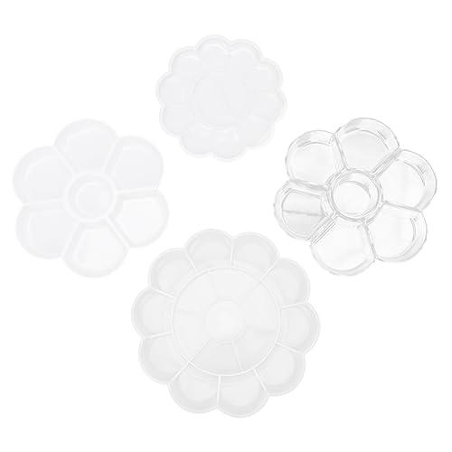 Operitacx 4Pcs Watercolor Pigment Tray Flower Shape Art Paint Box for Mixing Colors Durable Non Fragile for Artists Students and Crafting