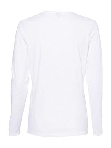 Hanes Nano-T Women’s Long Sleeve Scoopneck T-Shirt M White #TOP2