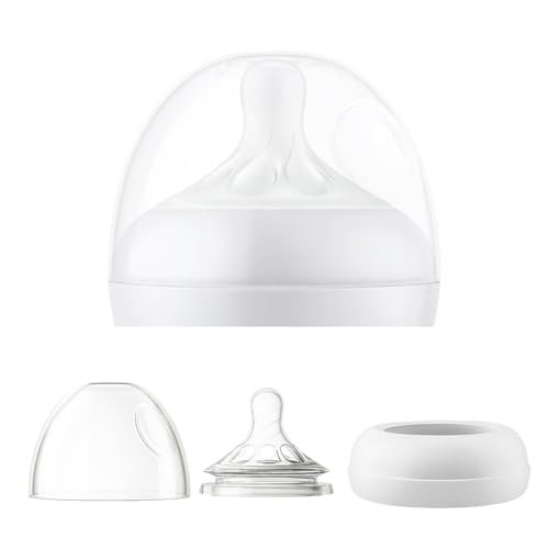Replacement Nipple, Ring & Cap Set Compatible with Philips Avent Natural Response Bottles, Extra Fast Flow (Flow 5), 10-Pack, Individually Wrapped