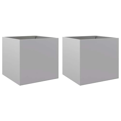vidaXL Pflanzkübel 2 STK., Blumenkübel für Dekoration, Blumentopf für Terrasse Garten Balkon, Blumenkasten Hochbeet, Silbern Verzinkter Stahl