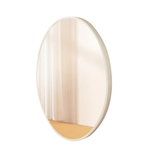 Cutdredミラー 鏡 壁掛け ウォールミラー 壁掛け鏡 アンティーク 軽量 浴室鏡 洗面鏡 玄関 鏡 オーバルミラー壁掛けバスルームミラー北欧簡潔装飾ミラーメタルフレーム (40cm×60cm,ホワイト)