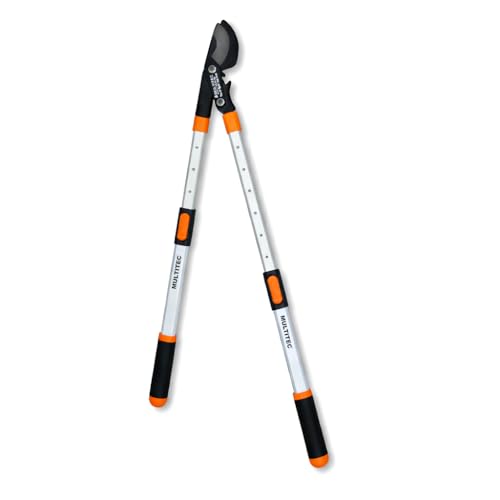 Image of MULTITEC BPL37XG Telescopic Bypass Lopper | 37-Inch Heavy Duty Branch Cutter for Green Wood | Power Gear Tree Pruner with Extendable Aluminium Handles & Shock-Absorbing Grip | Carbon Steel Blade