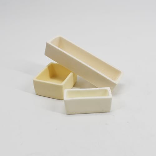 Alumina Rectangular Crucible for High-Temperature Lab Use – Oxide Ceramic Assay Crucible, Thermal Resistant Labware (100 x 100 x 40 mm)