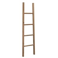 Biscottini Bathroom Towel Ladder 130 x 35 x 4 cm - Decorative Wooden Ladder - Wooden Towel Rail - Towel Ladder - Wall Towel Rail Metal, Bamboo