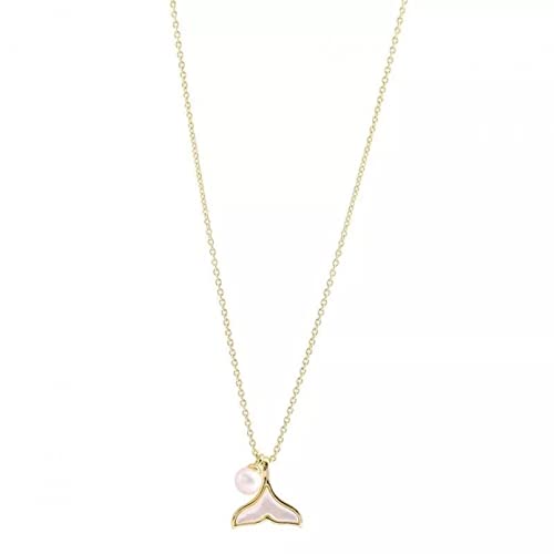 RRBOI Moda Collar Joyas Gargantilla Moda OL Popular Damas Regalo de Fiesta Blanco Madre Perla Cola de pez Titanio Acero Perla Collar Colgante de Cadena de clavícula Parejas Fiesta Cumpleaños Regalos Cover