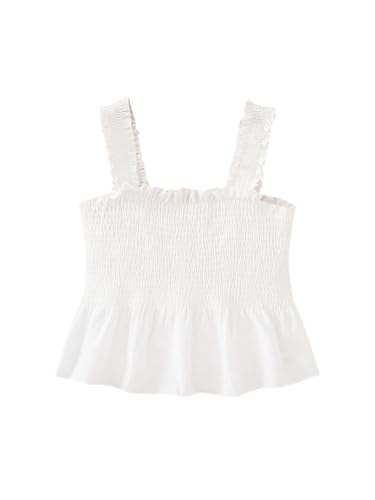 Girl's Shirred Frill Flared Tank Top Sleeveless Slim Fit Summer Crop Tops