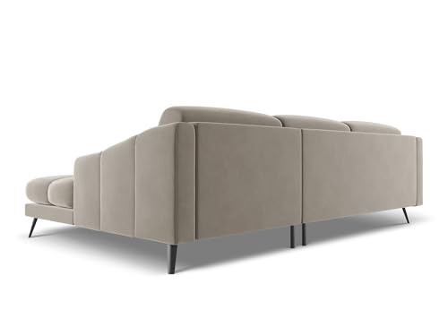 Nalu 3-Sitzer Ecksofa L-Form rechts in Grau - Sofa mit Ottomane aus Samt, modernes Design für Wohnzimmer 264x160x80 cm, bis 550 kg belastbar – Bild 7