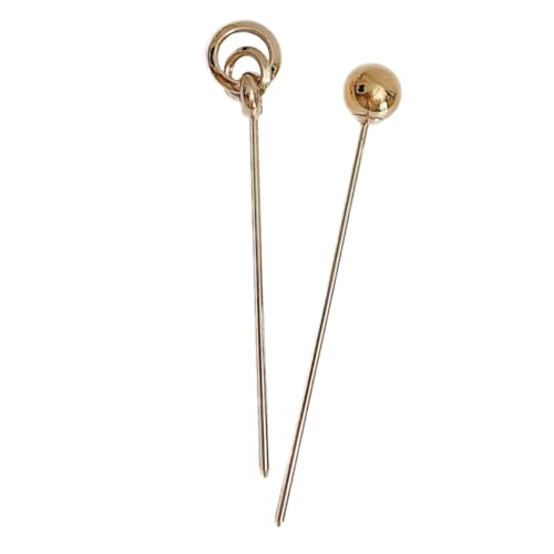 AUTSUPPL Palillos Cabello Estilo Coreano Retro, Horquillas Metálicas Doradas en Set de 2 Piezas (modelo en Espiral Bola), Accesorio Vintage para Moños y Peinados Diarios