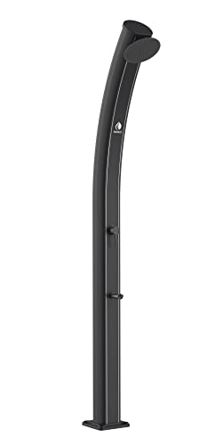 Sined Dafne Douche Solaire Courbe en Aluminium avec Lave-Pieds de 35 litres, Noir