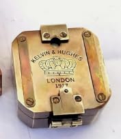 Brújula con acabado antiguo en latón con caja de madera – Instrumento de navegación vintage coleccionable miniatura 7