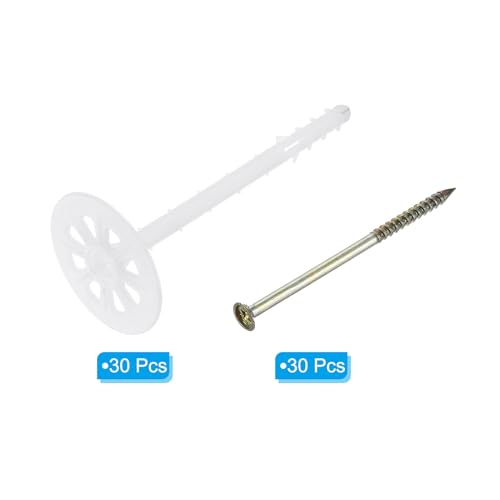 Image of PATIKIL 142mm Perforated Insulation Pins, 30 Pack Insulating Nails Wall Plug Plastic Expansion Bolt for Fixing Foam Boards to Masonry Wall or Ceiling
